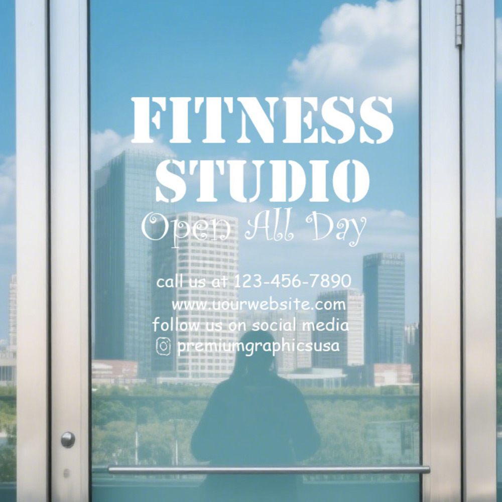 Pilates X Yoga - 사용자 정의 가능한 스튜디오 창 데칼/귀하의