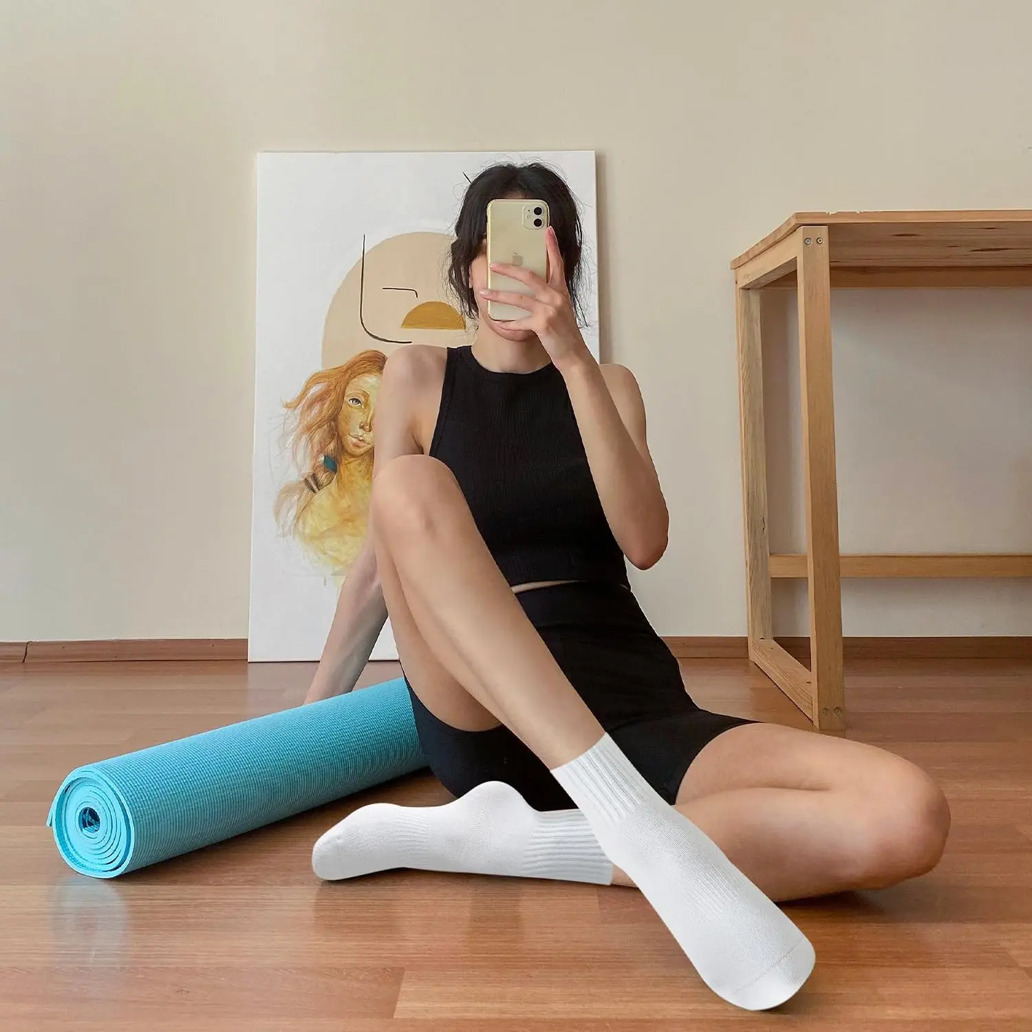 여성용 요가 양말 4켤레, 단색 미드솔 미끄럼 방지 그 - Pilates & Yoga Wohlfühlen Forchheim 리뷰 및 가격